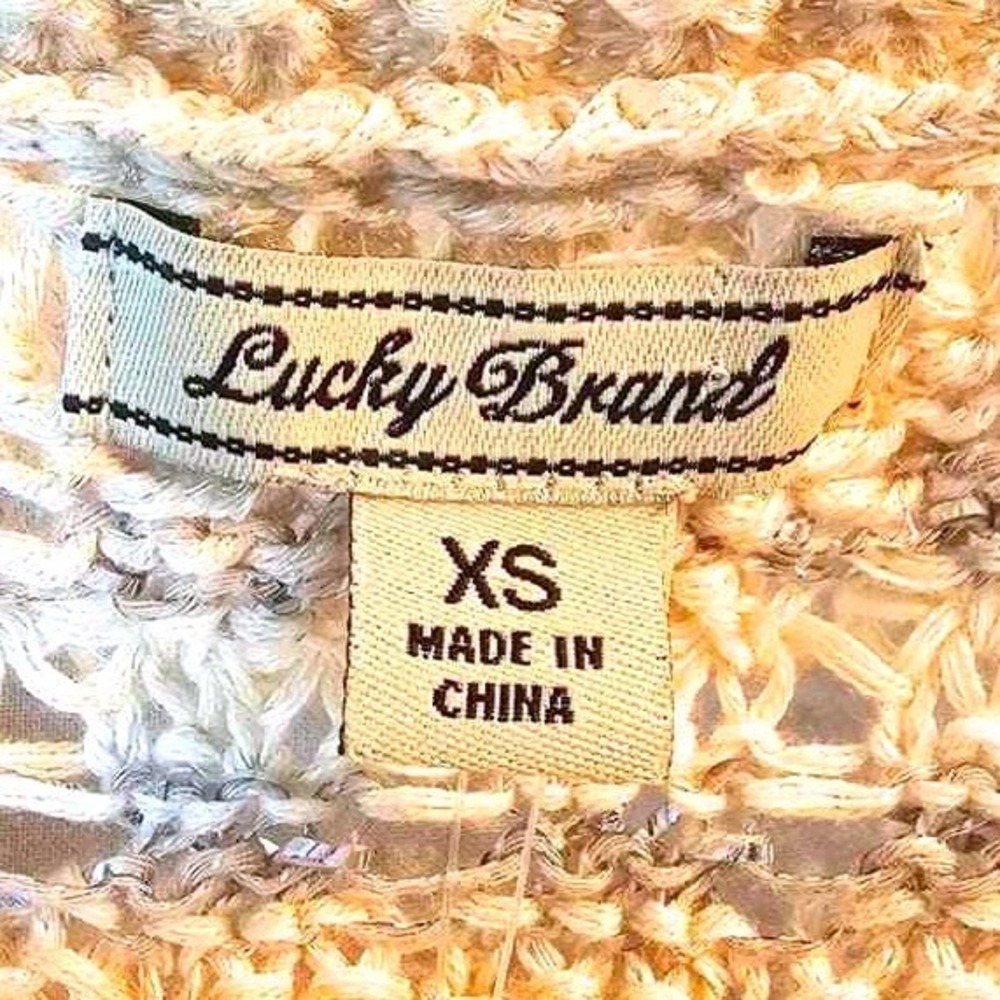 Lucky Brand Sweater Women XS Cream Silver Metallic Open Knit New 7W50994 - Picture 5 of 13